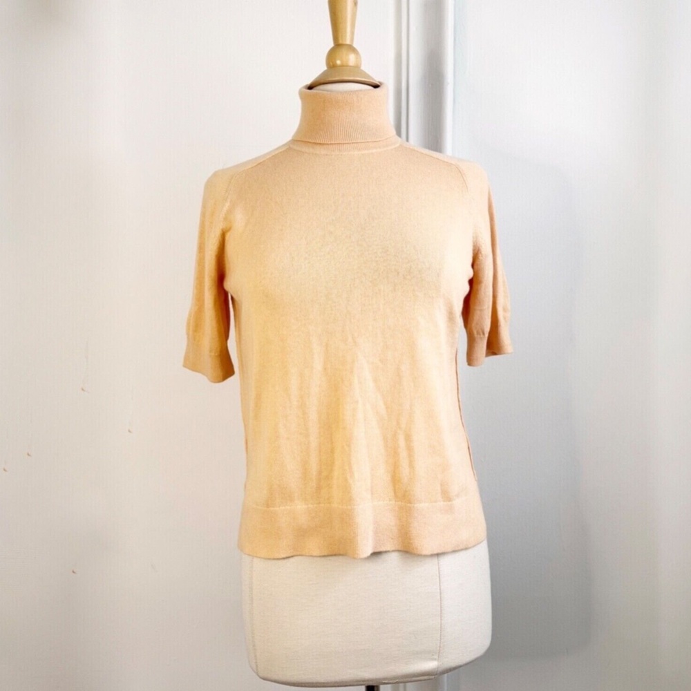 Everlane Peach Short-Sleeve Turtleneck Sweater
